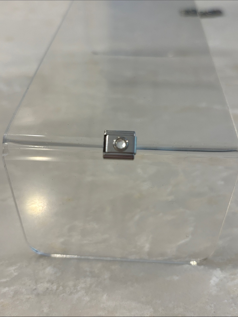 Clear Acrylic Storage Box with Silver Accent - Transparent Organizer
